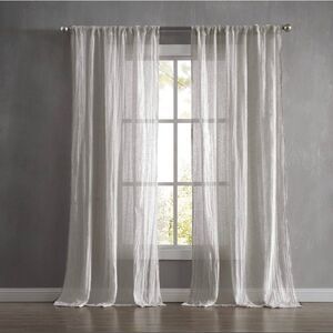 French Connection Charter Curtain Set‎ of 2 Panels Semi Sheer  50 x 84 Linen